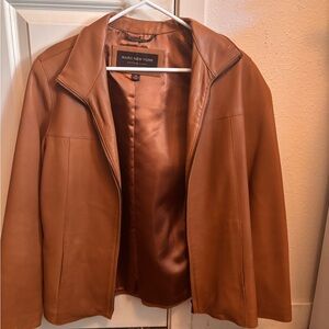 Marc New York Women's Cognac Leather Zip Jacket